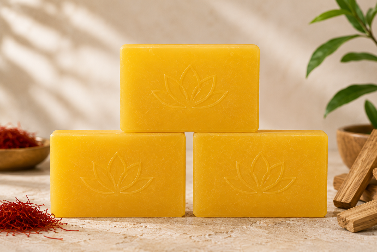 Soaps Sandalwood & Saffron Magic Soaps For Bath (300 Gms Pack Of 3) | Paraben Free | Chandan & Kesar Bath Soap