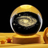 3D Galaxy Crystal Ball Night Lamp, Creative Engraved USB Table LED Wooden Crystal Ball for Home Decoration