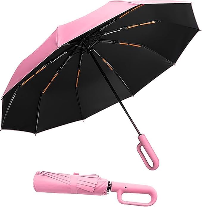 3-Fold Compact Travel Umbrella with Carabiner Handle