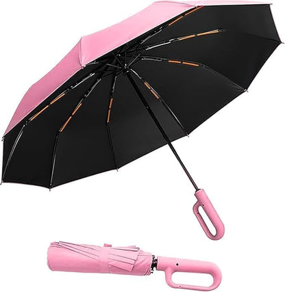 3-Fold Compact Travel Umbrella with Carabiner Handle