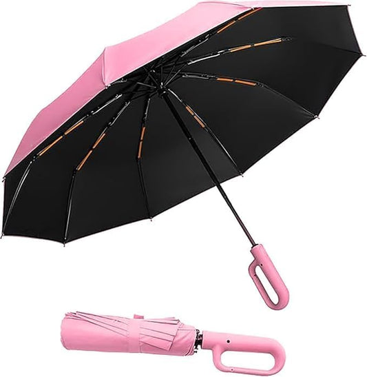 3-Fold Compact Travel Umbrella with Carabiner Handle