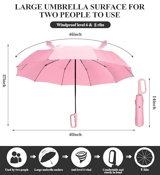 3-Fold Compact Travel Umbrella with Carabiner Handle