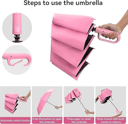 3-Fold Compact Travel Umbrella with Carabiner Handle
