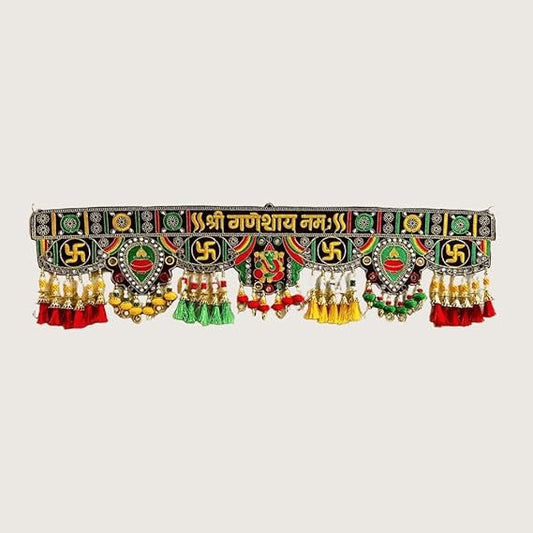 Traditional Decorative Toran for Door | Shubh Labh Bandarwal with Ganesh Symbol & Kalash Design, Multicolor
