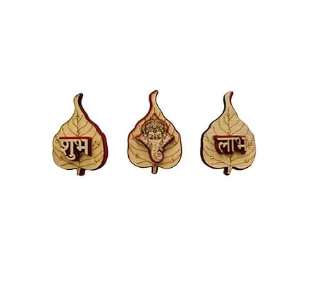 Wooden Shubh Labh Wall Hanging with Ganesh Design