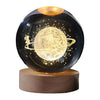 3D Galaxy Crystal Ball Night Lamp, Creative Engraved USB Table LED Wooden Crystal Ball for Home Decoration