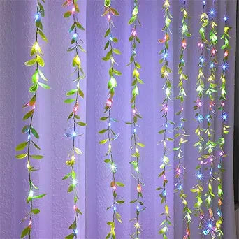 Artificial Leaf Curtain LED String Lights, 200 LEDs, Multicolor