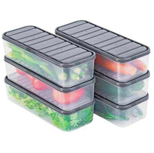 Stackable Fridge Storage Organiser Boxes with Lid, Transparent, BPA-Free, 1200 ML
