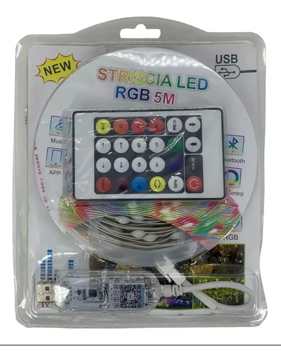 Waterproof Multicolor LED Strip Lights with Remote Control – USB Powered, Multicolor