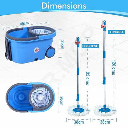 360 Degree Round Spin Bucket Mop for Floor Cleaning with Rod Stick