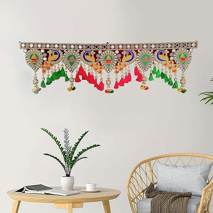 Traditional Multi Zula Pearl Plastic Beads Handmade Door Hanging 37 Inche's, Multicolor