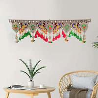 Traditional Multi Zula Pearl Plastic Beads Handmade Door Hanging 37 Inche's, Multicolor