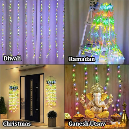 Artificial Leaf Curtain LED String Lights, 200 LEDs, Multicolor