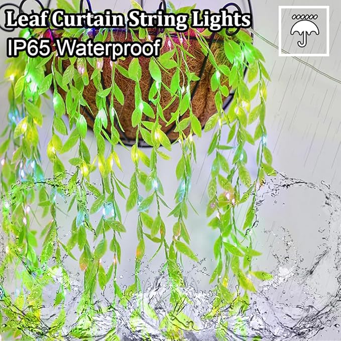 Artificial Leaf Curtain LED String Lights, 200 LEDs, Multicolor