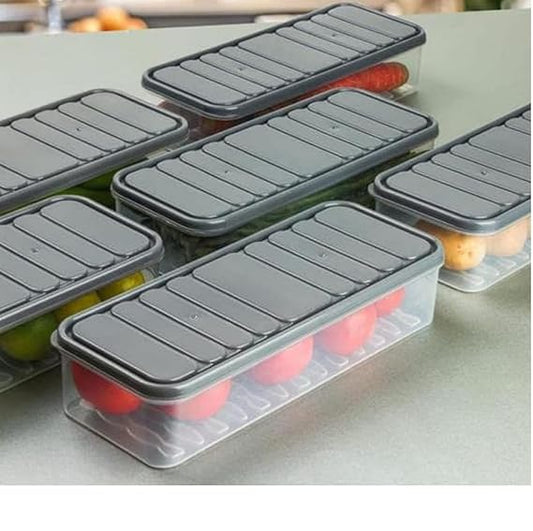 Stackable Fridge Storage Organiser Boxes with Lid, Transparent, BPA-Free, 1200 ML