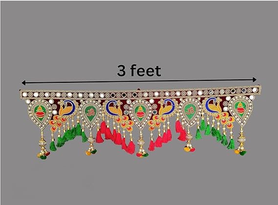 Traditional Multi Zula Pearl Plastic Beads Handmade Door Hanging 37 Inche's, Multicolor