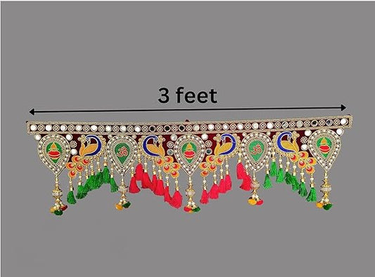 Traditional Multi Zula Pearl Plastic Beads Handmade Door Hanging 37 Inche's, Multicolor