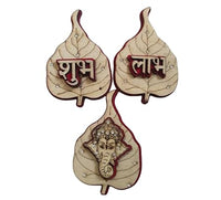 Wooden Shubh Labh Wall Hanging with Ganesh Design