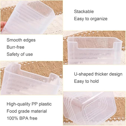 Fridge Storage Containers, Set of 6, 1100ml Each, Square Plastic Organizer Bins with Transparent Side Door, Semi-Airtight, for Fruits and Vegetables