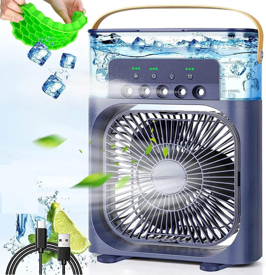 Portable 3-in-1 Water Cooler, Humidifier, and Fan with LED Light and Timer, 10 Watts, 5 Volts