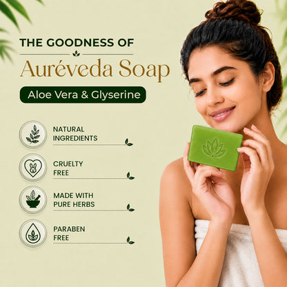 Herbal Bath Bar Soap for Deep Cleansing & Skin Brightening 100g (Aloe Vera & Glycerine, 100g (Pack of 6)