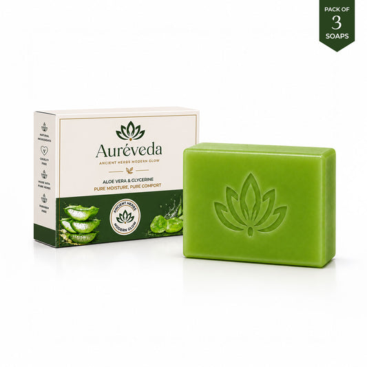 Herbal Bath Bar Soap for Deep Cleansing & Skin Brightening 100g (Aloe Vera & Glycerine, 100g (Pack of 3)