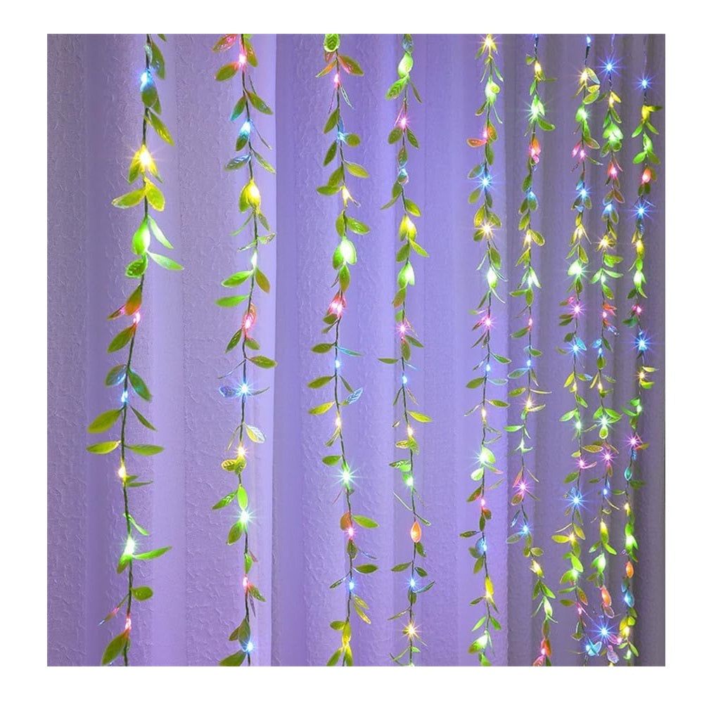 Baystore Artificial Leaf Curtain LED String Light, 200 LEDs, Multicolor