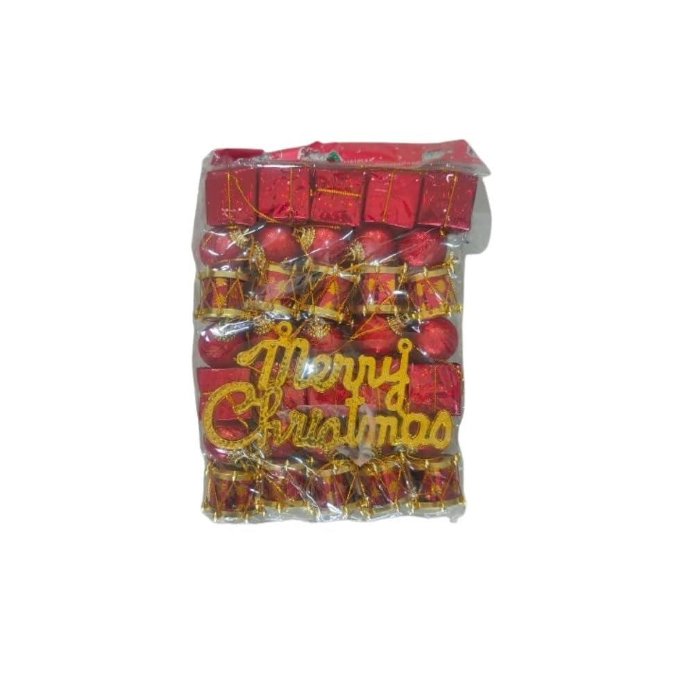 Christmas Ornaments Tree Decoration Set, Red, 35 Pieces