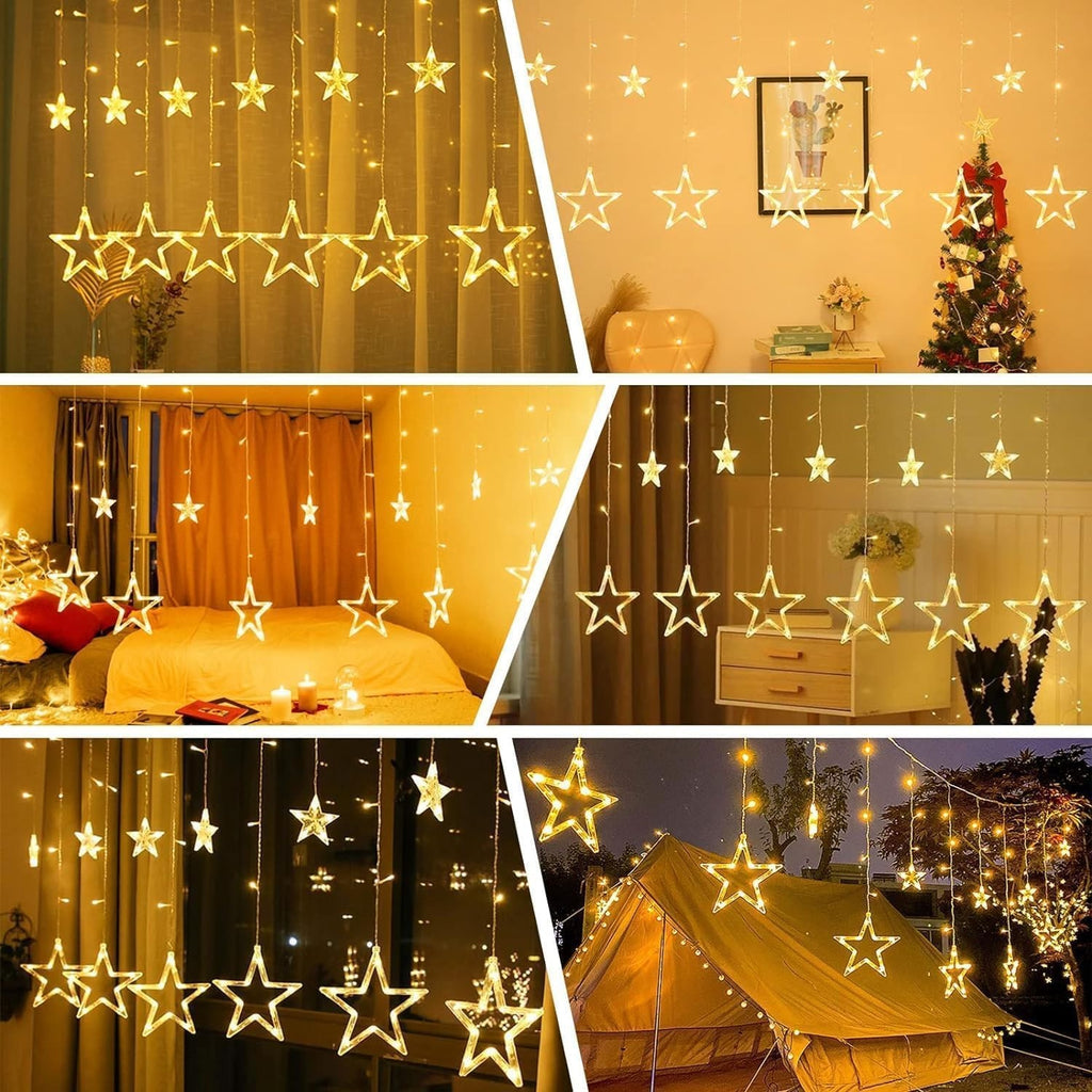 Baystore Star Curtain Lights for Home Decoration, Warm White