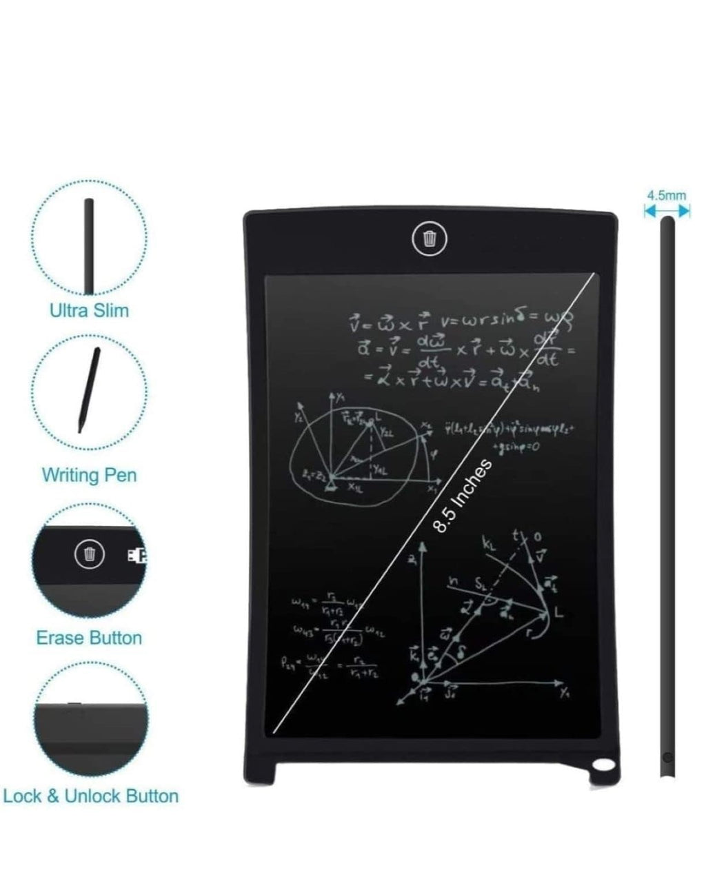 LCD Writing Tablet Screenwriting Smart Digital E-Note Pad, 8.5 Inch