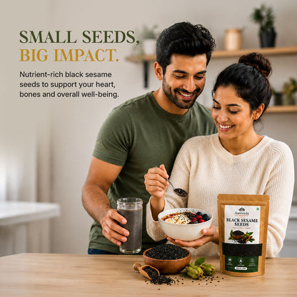 Aureveda Black Sesame Seeds 100% Natural & Premium Quality | Unhulled Til Seeds | Rich in Taste & Aroma | For Cooking, Baking, Salads & Garnishing 200g