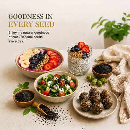Aureveda Black Sesame Seeds 100% Natural & Premium Quality | Unhulled Til Seeds | Rich in Taste & Aroma | For Cooking, Baking, Salads & Garnishing 200g