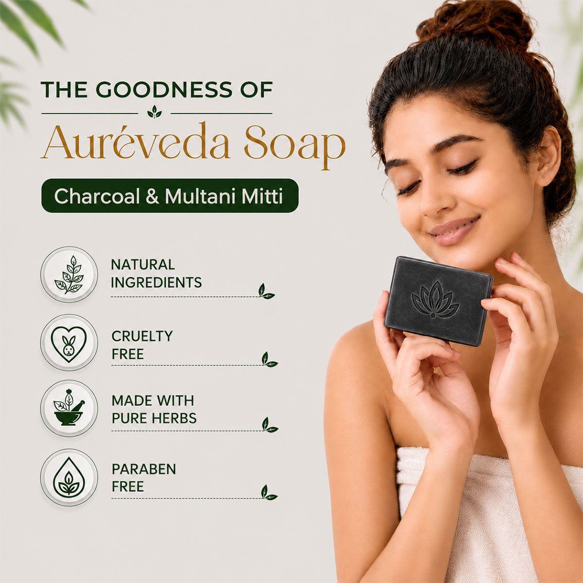 Herbal Bath Bar Soap for Deep Cleansing & Skin Brightening 100g (Charcoal & Multani Mitti, 100g (Pack of 1)