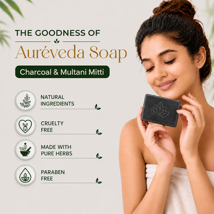 Herbal Bath Bar Soap for Deep Cleansing & Skin Brightening 100g (Charcoal & Multani Mitti, 100g (Pack of 1)