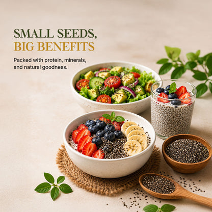 Aureveda Premium Raw Chia Seeds 200g (Pack of 1) | Seed for Eating | Healthy Snacks | Good for Weight Management | Nutrient-Rich Superfood, High in Omega-3 Fatty Acids, Fiber, Protein