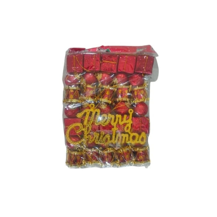 Christmas Ornaments Tree Decoration Set, Red, 35 Pieces