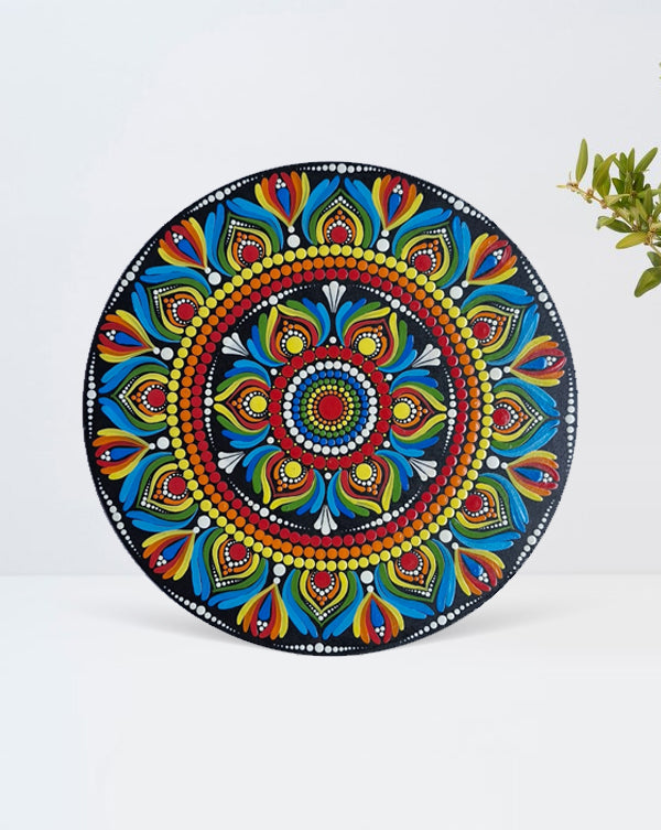 Circular Vibrant Mandala Artwork, 12 Inch x 12 Inch