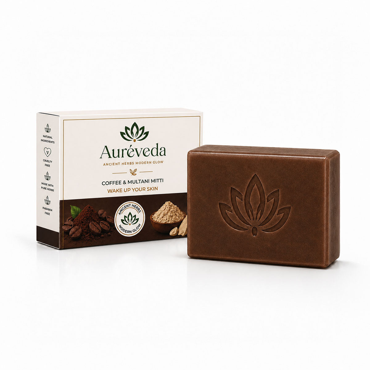 Herbal Bath Bar Soap for Deep Cleansing & Skin Brightening 100g (Coffee & Multani Mitti, 100g (Pack of 1)
