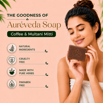 Herbal Bath Bar Soap for Deep Cleansing & Skin Brightening 100g (Coffee & Multani Mitti, 100g (Pack of 1)