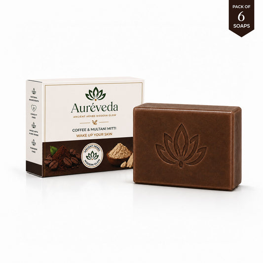 Herbal Bath Bar Soap for Deep Cleansing & Skin Brightening 100g (Coffee & Multani Mitti, 100g (Pack of 6)