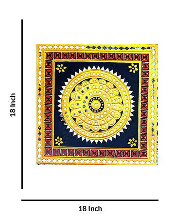 Colorful Mandala Tapestry On Wall Lippan Art, 18 Inch x 18 Inch