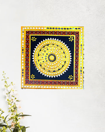 Colorful Mandala Tapestry On Wall Lippan Art, 18 Inch x 18 Inch