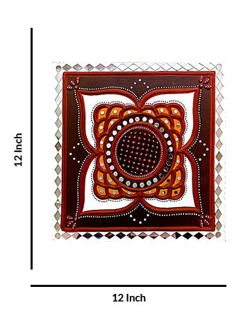 Decorative Square Mandala Lippan Art, 12 Inch x 12 Inch