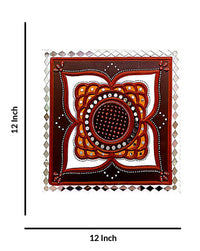 Decorative Square Mandala Lippan Art, 12 Inch x 12 Inch