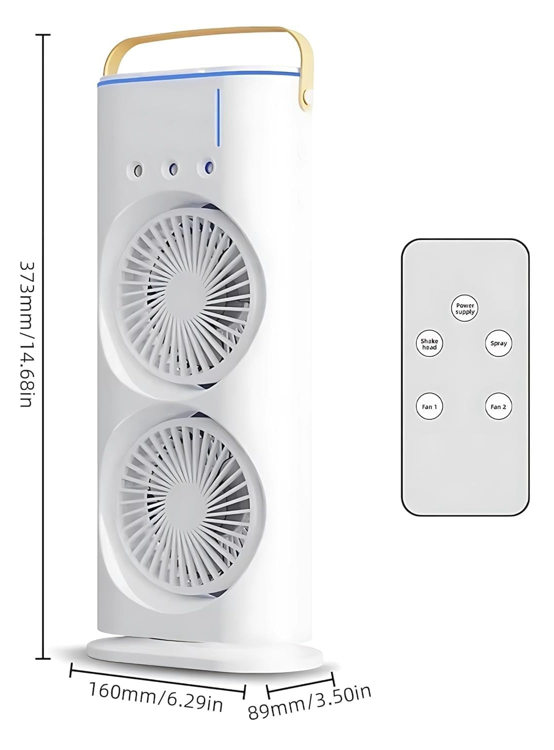 Double Ended Spray Fan with Remote Control, 10 Watts, White