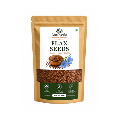 Aureveda 200g Premium Flax Seeds | Alsi Beej for Weight Loss, Hair Growth & Skin Care | High Protein, Omega 3 & Fibre Rich | Authentic Superfood from Bihar for Healthy Living & Daily Energy