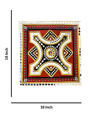Geometric Elegance Traditional Lippan Art, 18 Inch x 18 Inch