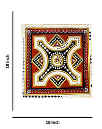 Geometric Elegance Traditional Lippan Art, 18 Inch x 18 Inch