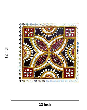Lippan Kutchi Mud Decorative Wall Art, 12 Inch x 12 Inch