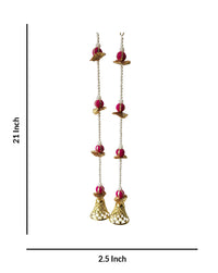 Pink and Gold Decorative Bell Hanging Toran Garlands Decor, 21 Inch x 2.5 Inch